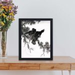 the beauty of an Eastern Rook and Cypress on a New Moon in this vintage art print by Numata Kashu,placed on the wall