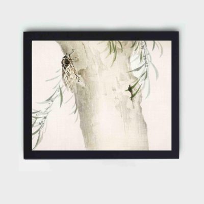 the intricate beauty of an Insect in this vintage art print by Kono Bairei,placed on the wall