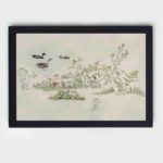 Plants and waterfowl by Knip,displayed on the wall with black frame