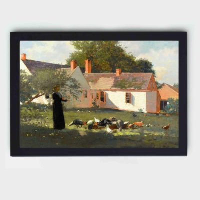 beauty of rural life with Winslow Homer's "Farmyard Scene" art print,framed and placed on the wall