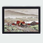 Our vintage "Yabakei" print by Goyo Hashiguchi,framed and placed on the wall