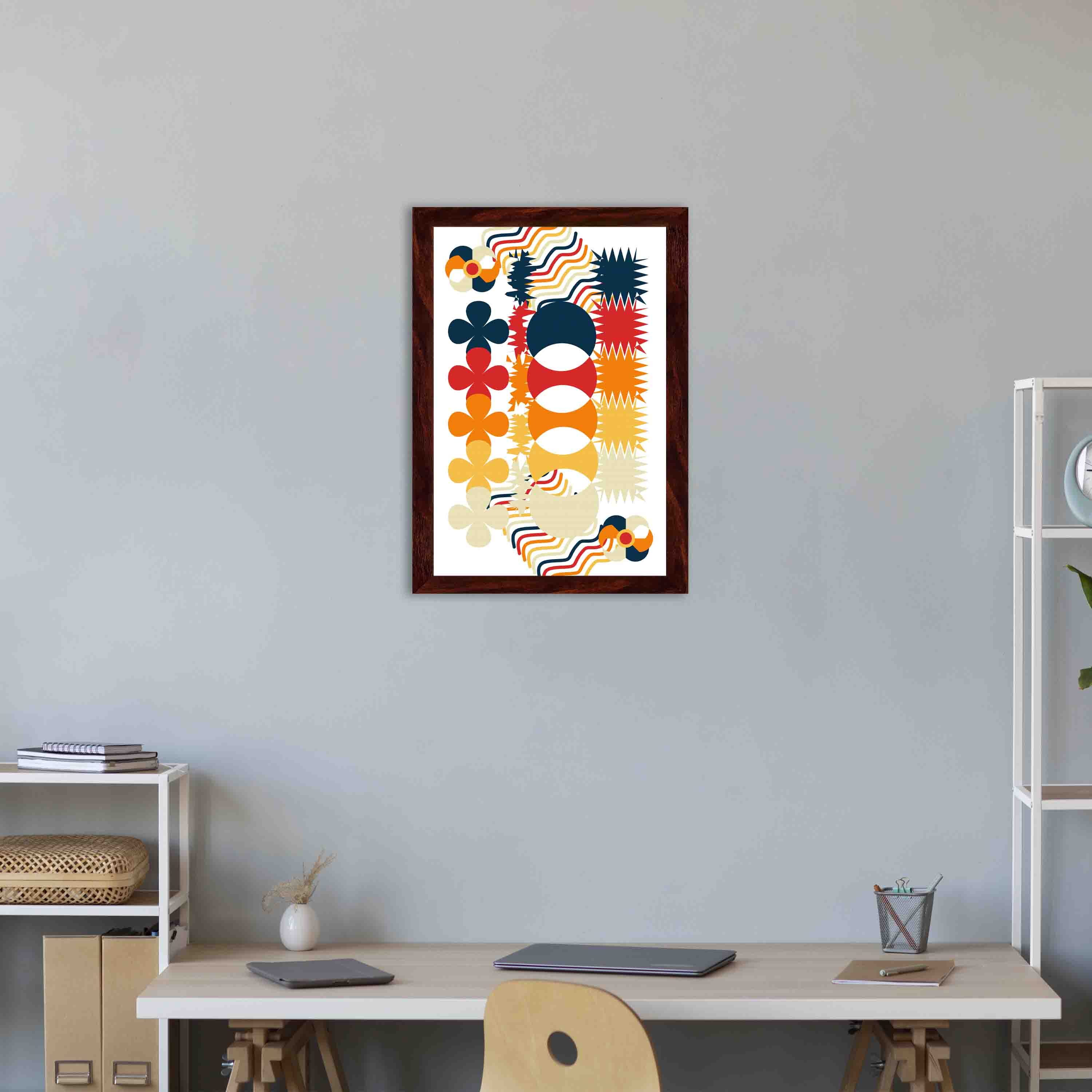 abstract wall hang on the wall with blue background