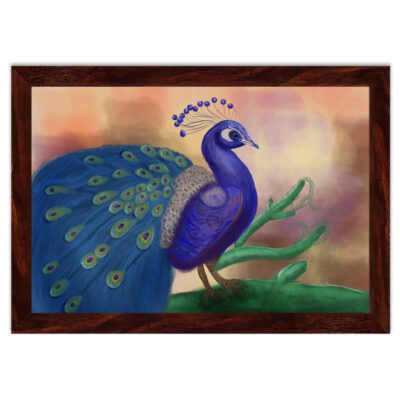 Infidu Peacock Feathers in Focus- Vibrant Framed Wall Art Printed on Canvas