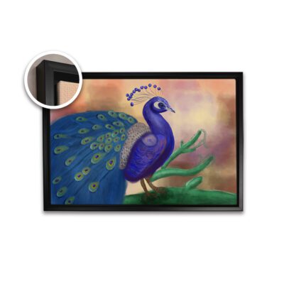 Infidu Peacock Feathers in Focus- Vibrant Floating Wall Art Printed on Canvas