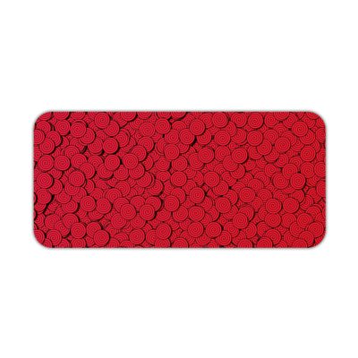 Infidu Artistic Patterns Desk Pad with a red background and intricate circle vector pattern. Desk Pad kept on a plain white background