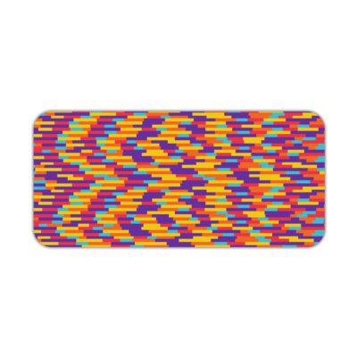 Infidu Artistic Desk Pad with a colorful mosaic pattern of red, yellow, blue, purple, and orange blocks arranged diagonally. Desk Pad kept on a plain white background