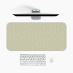 Infidu Minimalist Desk Mat with light gray and white tones, showcasing a sleek and modern design. A desk pad under the computer