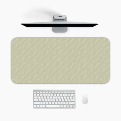 Infidu Minimalist Desk Mat with light gray and white tones, showcasing a sleek and modern design. A desk pad under the computer