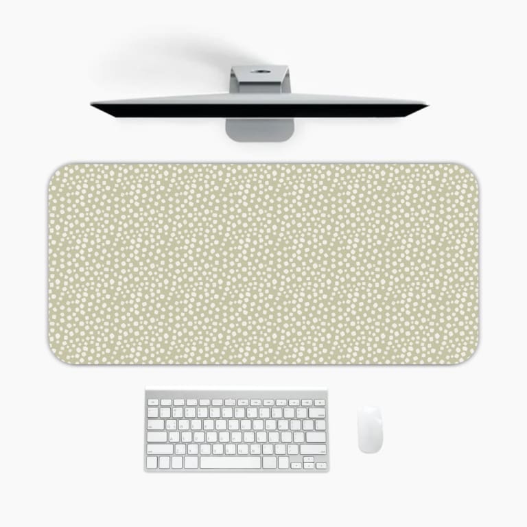 Infidu Light Green Desk Pad with White Dots Design Desk Pad with Keyboard and Mouse on top of the desk pad