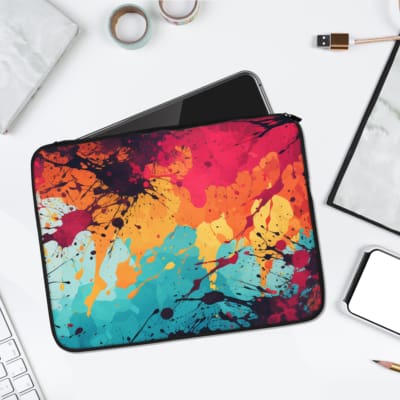Infidu Colorful Splash Paint Artistic Laptop Sleeve - Vibrant Designlaptop sleeve kept on a plain white background