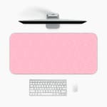 Infidu Light Pink Desk Pad with White Diamond Pattern A desk pad under the computer