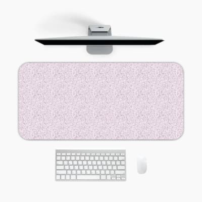 Plain white and gray minimalist desk pad with a clean, simple design. A desk pad under the computer