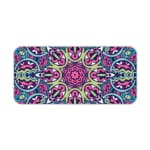 Infidu Colorful Geometric Pattern Desk Pad with pink, blue, yellow, and black geometric shapes on a soft yellow background. Desk Pad kept on a plain white background