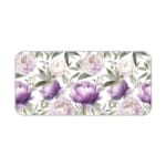 Infidu desk pad with purple and white flowers and green leaves on a white background. Desk Pad kept on a plain white background