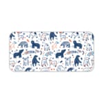 Infidu Blue and White Animal Shapes Playful Design Desk Pad with abstract shapes on a light background. Desk Pad kept on a plain white background
