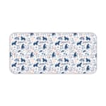 Desk pad with playful blue and dark blue bear patterns on a white background. Desk Pad kept on a plain white background