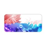 Desk pad with a gradient color design transitioning from red to blue and green, featuring abstract wavy patterns. Desk Pad kept on a plain white background