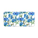 Blue floral desk pad with green leaves on a white background. Desk Pad kept on a plain white background