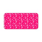 Pink and white polka dot desk pad with a classic pattern design. Desk Pad kept on a plain white background