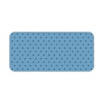Desk pad featuring small black polka dots on a blue background. Desk Pad kept on a plain white background