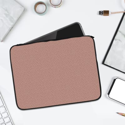 Infidu Simple Beige Laptop Sleeve - Plain beige design, minimal and elegant, with zip closure for laptop protection. laptop sleeve kept on a plain white background
