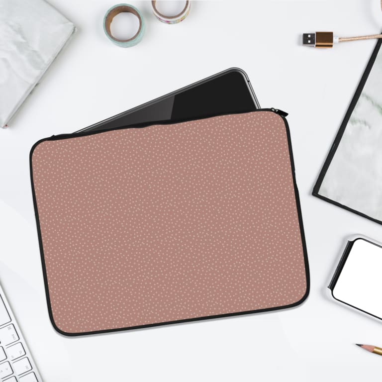 Infidu Simple Beige Laptop Sleeve - Plain beige design, minimal and elegant, with zip closure for laptop protection. laptop sleeve kept on a plain white background
