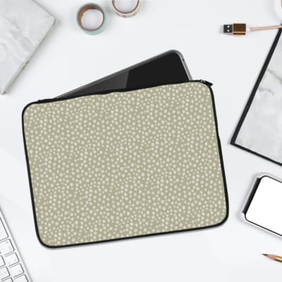 Infidu Dotted-Pattern Light Green Beige Laptop Sleeve with a stylish dotted design.laptop sleeve kept on a plain white background