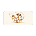 Infidu Cartoon Dog Desk Pad featuring a happy dog in yellow and brown on a white background, adding a playful touch to your desk. Desk Pad kept on a plain white background