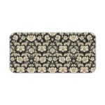 Infidu Floral Desk Pad featuring intricate white flowers on a black background, showcasing a stylish and elegant design. Desk Pad kept on a plain white background