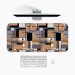 Infidu desk pad with abstract geometric block design in earthy tones