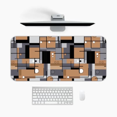 Infidu desk pad with abstract geometric block design in earthy tones