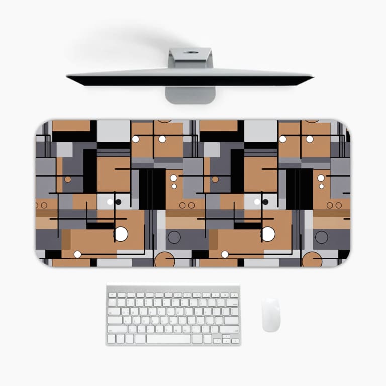 Infidu desk pad with abstract geometric block design in earthy tones