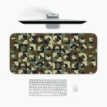 Infidu geometric camouflage desk pad in earthy tones with abstract shapes