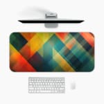 Infidu bold geometric desk pad with overlapping colorful shapes in vintage art style