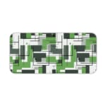Infidu green geometric desk pad with interlocking shapes and a modern vintage art style