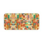 Infidu colorful geometric desk pad with warm red, orange, and yellow tones in a symmetrical pattern.