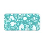 Infidu teal abstract desk pad with playful white pattern on bright background