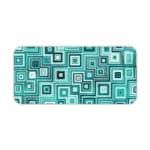 Teal nested squares geometric desk pad with modern vintage art style