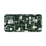 Infidu desk pad with forest green tech-inspired geometric design and vintage art influence