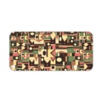 Infidu desk pad with tribal geometric design in earthy tones like maroon, olive green, mustard, and beige on a white background Infidu desk pad with tribal geometric design in earthy tones like maroon, olive green, mustard, and beige on a white background