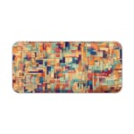 Infidu mosaic geometric desk pad in warm artistic tones with a colorful rectangular pattern