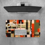 Infidu bold geometric desk pad with earthy tones and abstract rectangular design