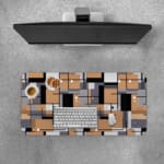 Infidu desk pad with abstract geometric block design in earthy tones