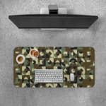Infidu geometric camouflage desk pad in earthy tones with abstract shapes