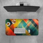 Infidu bold geometric desk pad with overlapping colorful shapes in vintage art style