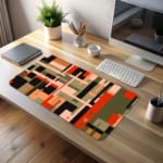 Infidu bold geometric desk pad with earthy tones and abstract rectangular design