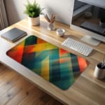 Infidu bold geometric desk pad with overlapping colorful shapes in vintage art style