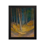 Infidu vintage wall art showing a serene forest path with tall trees and earthy colors. hung on the wall