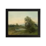 Infidu serene vintage nature wall art with pond, trees, and soft sunrise colors. hung on the wall