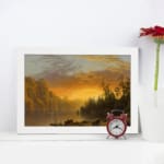 Infidu Vintage Sunset Wall Art - Peaceful Nature Scene in Warm Tones displayed on the wall